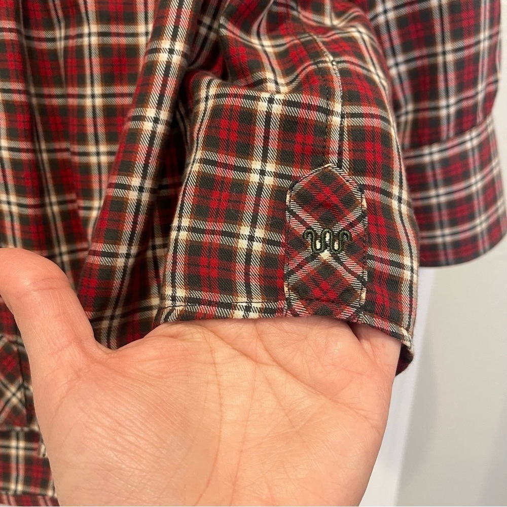 King Ranch Two Pocket Button Up Shirt Men’s Med Red Plaid Cowboy Western Cotton - Picture 6 of 11